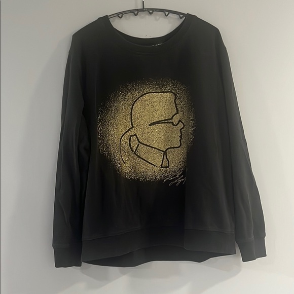 Karl Lagerfeld Black Sweatshirt with Gold Graphic - Picture 1 of 8
